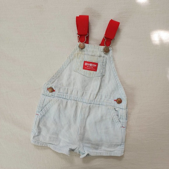 Nostalgic Baby Vintage Other - Vintage Oshkosh Light Wash Striped Shortalls 24 months